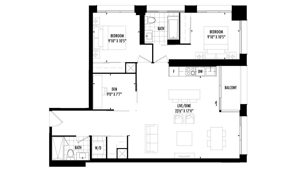 2 Bedroom + Den