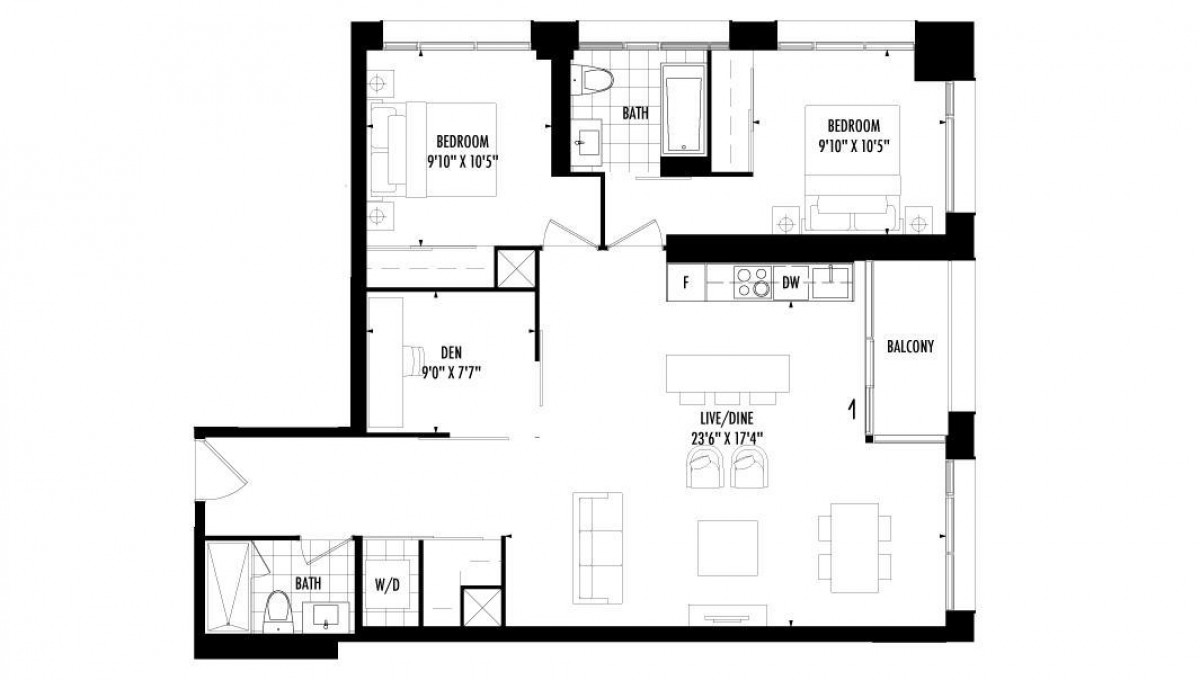 2 Bedroom + Den